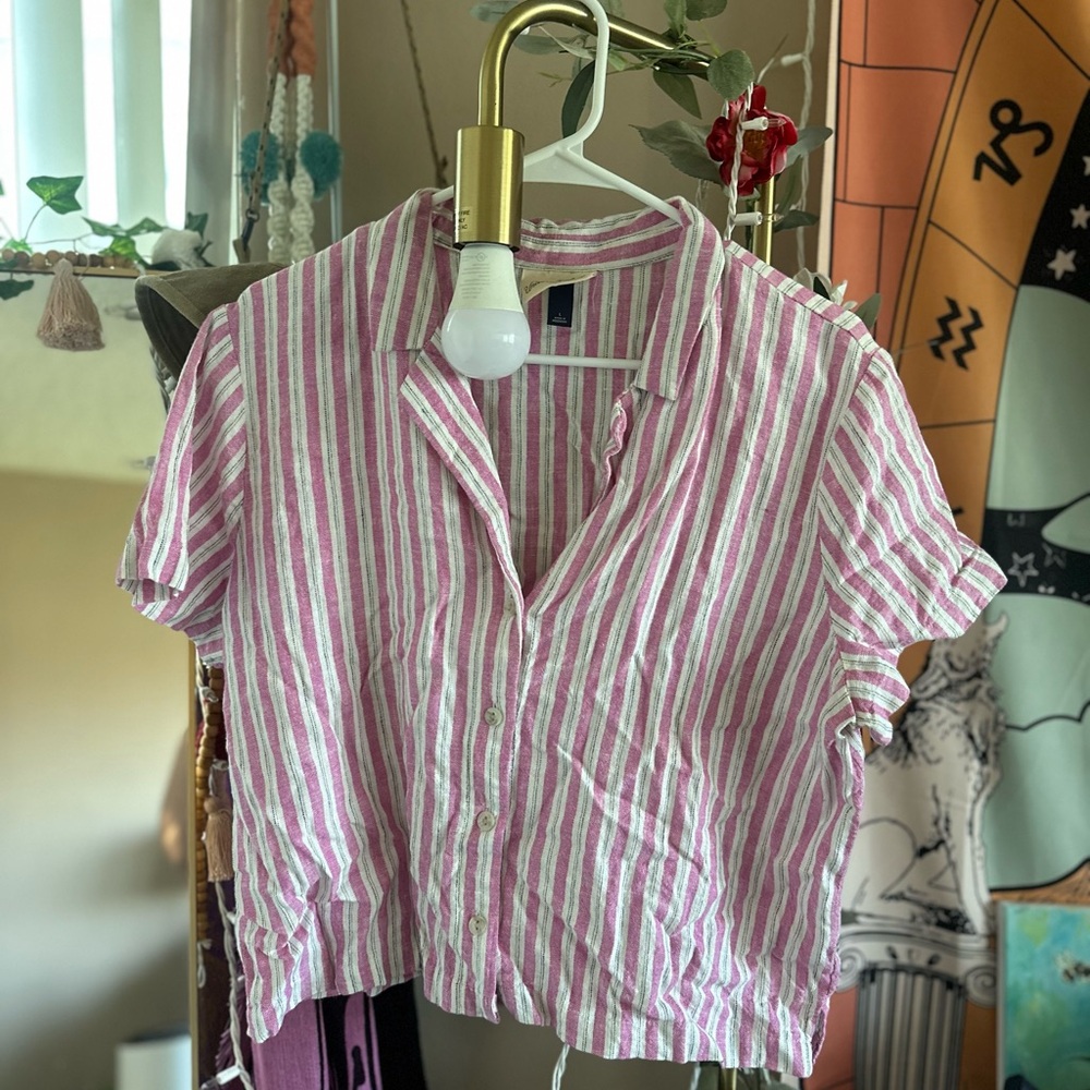 Linen button down blouse